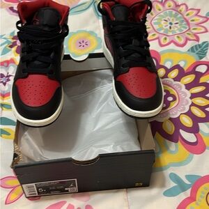 Jordan Kids Red and Black High-Top Sneakers